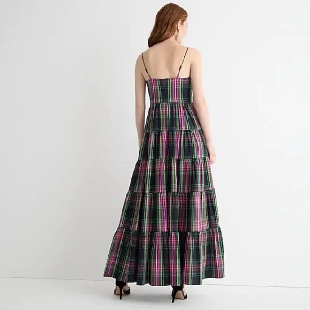 ❤️NWT J. Crew Pink Taffeta Tartan Dress | Sz. 10 - Picture 4 of 5